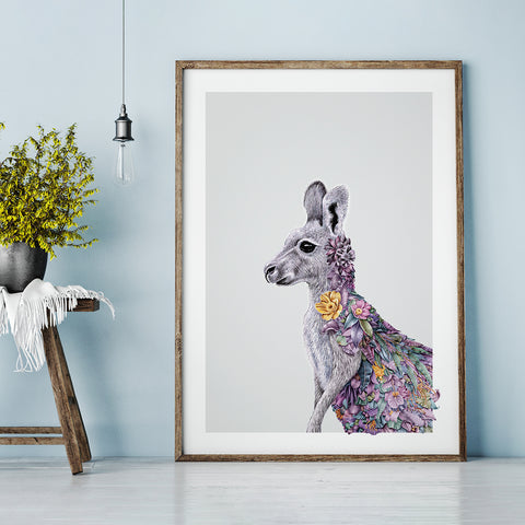 Grey Kangaroo Portrait – Limited Edition Print