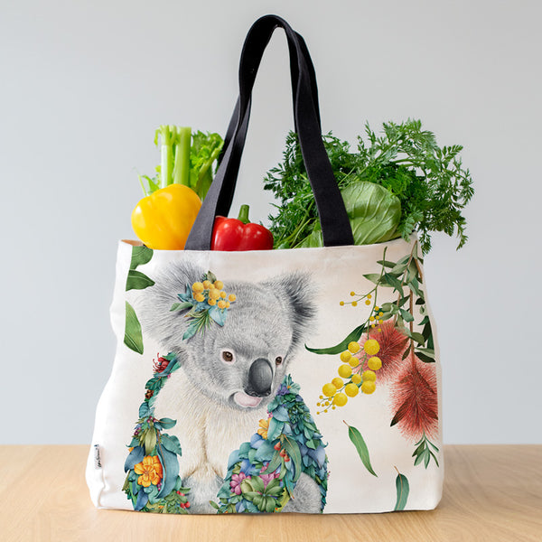Large Organic Cotton Canvas Tote Bag – Koala Portrait – Marini