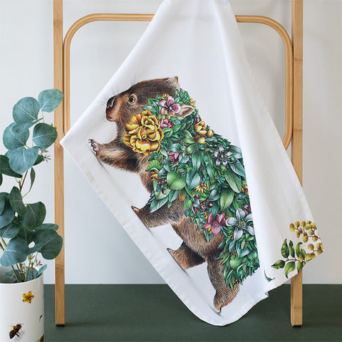 Organic Cotton Tea Towel – Wombat Bushwalk