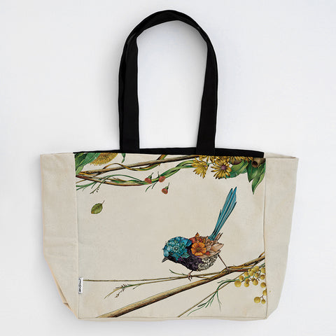 Large Organic Cotton Canvas Tote Bag – Fairy-wren