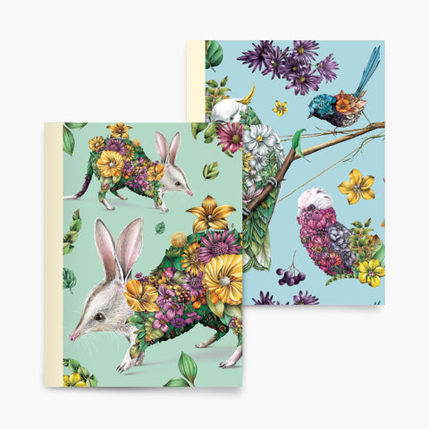 Pocket Notebook Set – Bilby & Birds