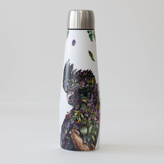 Double Wall Insulated Drink Bottle 550ml – Red-tailed Black Cockatoo