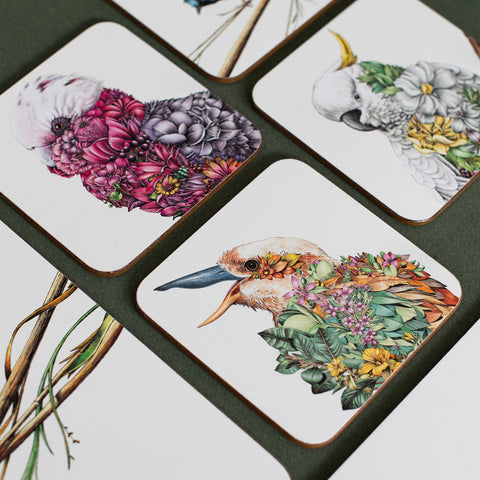 Coaster Set of 4 – Birds of Australia