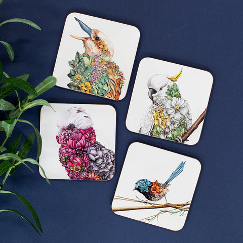 Coaster Set of 4 – Birds of Australia