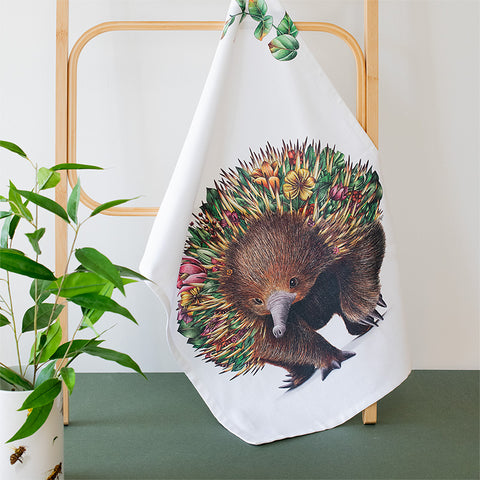 Organic Cotton Tea Towel – Echidna Bushwalk