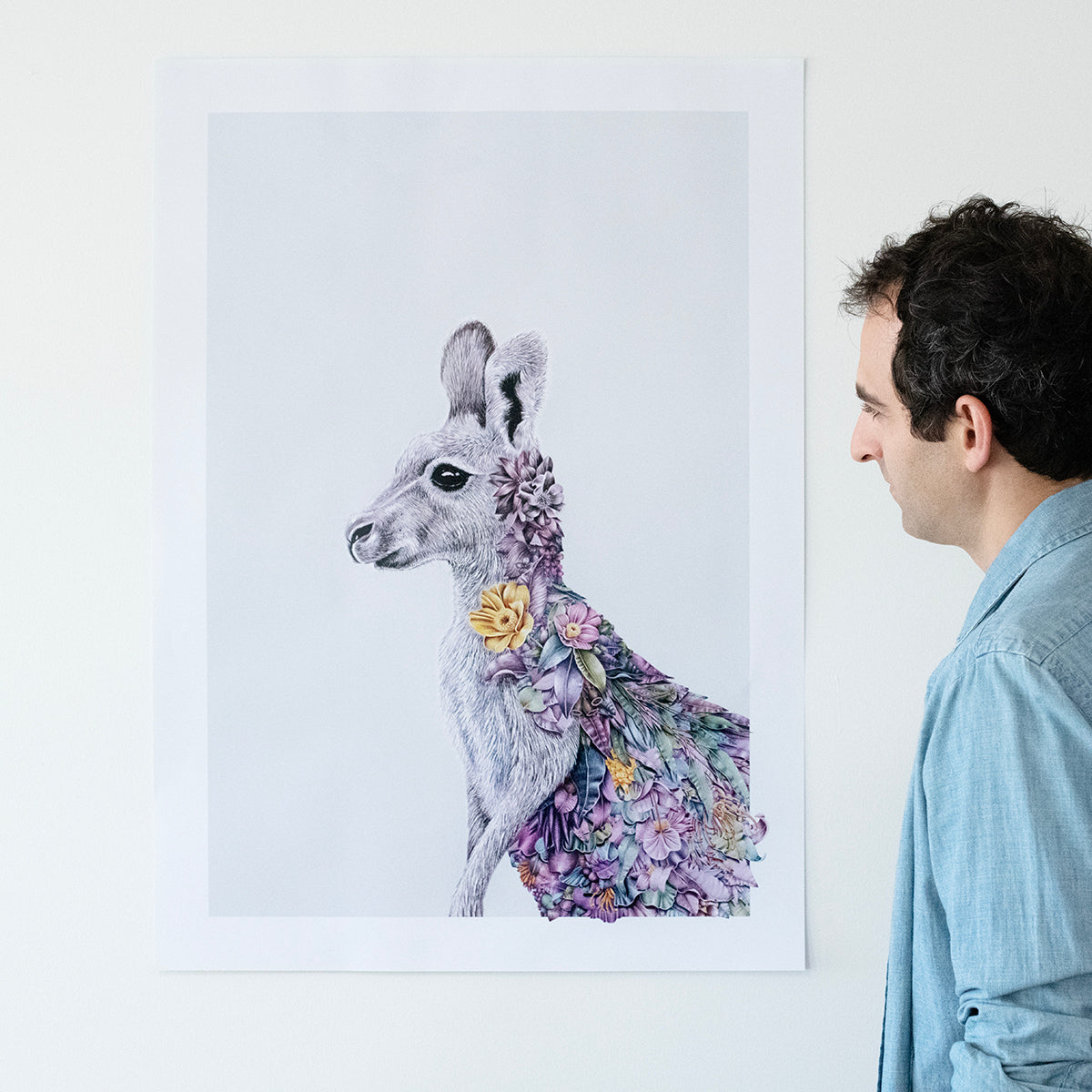 Grey Kangaroo Portrait – Limited Edition Print