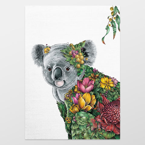 Organic Cotton Tea Towel – Koala Bushwalk