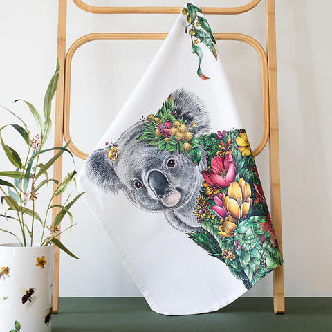 Organic Cotton Tea Towel – Koala Bushwalk