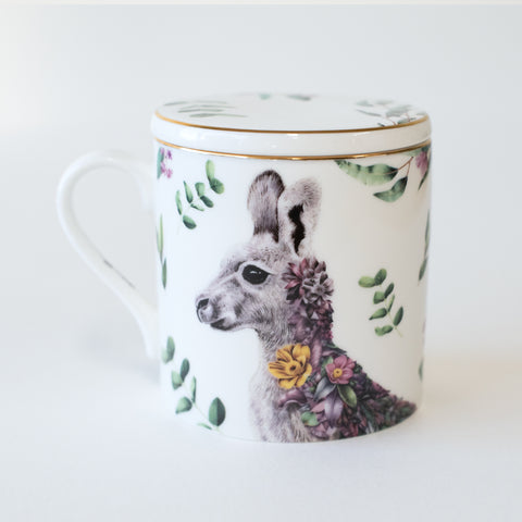 Tea Cup with Infuser 400ml – Grey Kangaroo (PRE-ORDER)