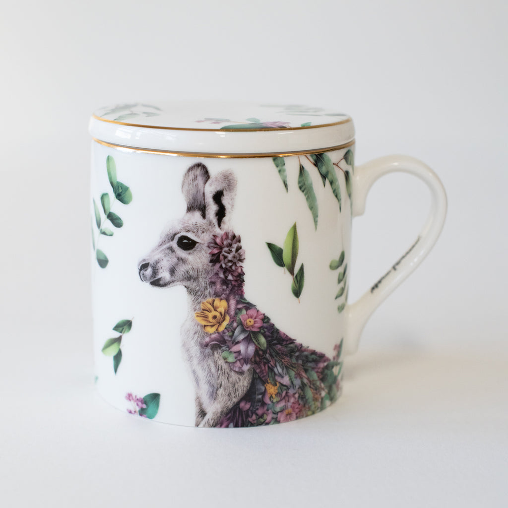 Tea Cup with Infuser 400ml – Grey Kangaroo (PRE-ORDER)