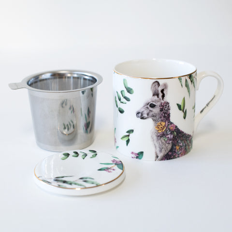 Tea Cup with Infuser 400ml – Grey Kangaroo (PRE-ORDER)