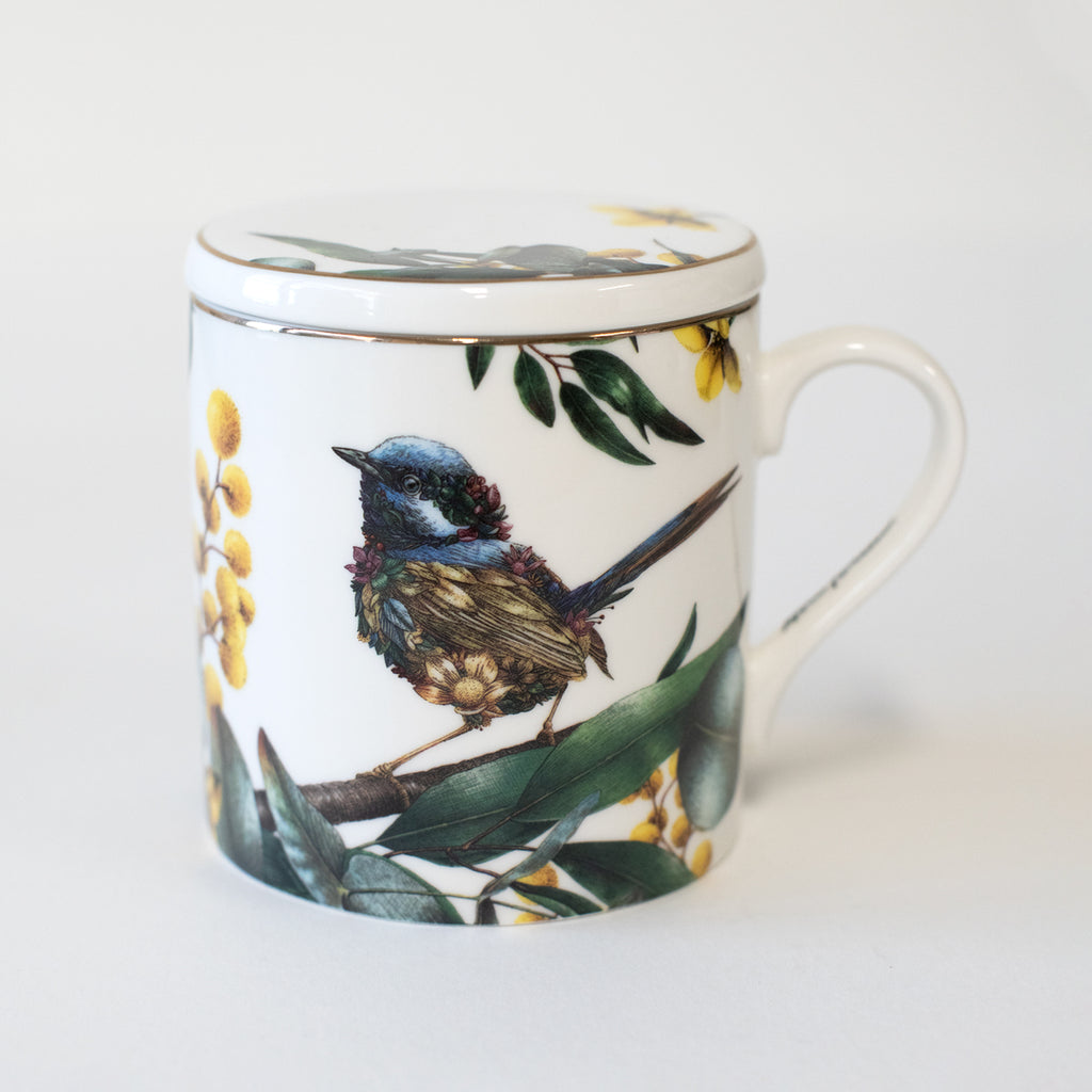 Tea Cup with Infuser 400ml – Fairy-wren (PRE-ORDER)