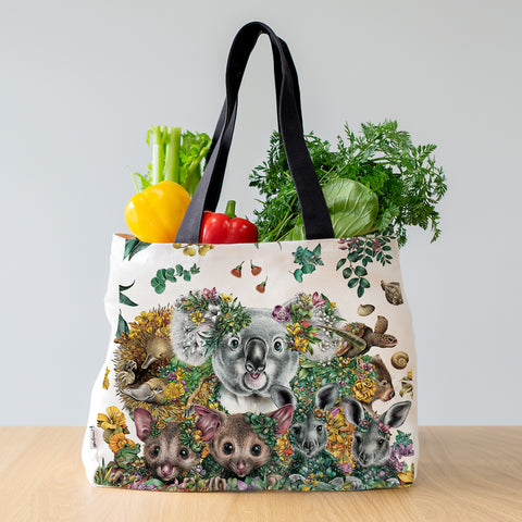 Large Organic Cotton Canvas Tote Bag – Australian Wildlife