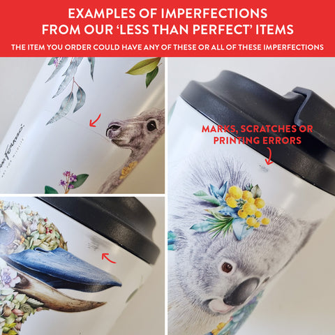 Double Wall Insulated Travel Cup – Grey Kangaroo Portrait (LESS THAN PERFECT)