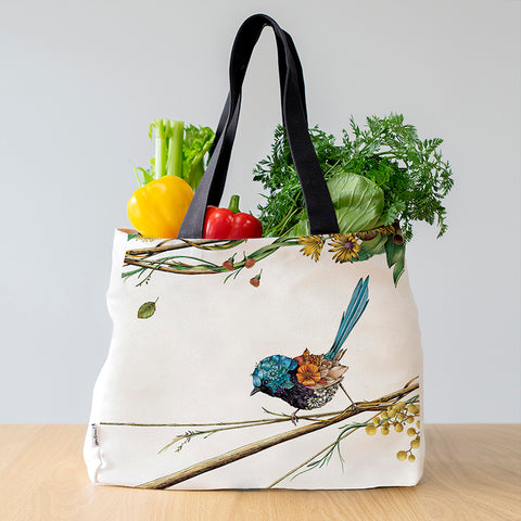 Large Organic Cotton Canvas Tote Bag – Fairy-wren