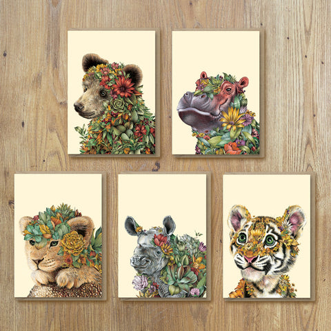 Greeting Cards – Calves & Cubs (Set of 5)