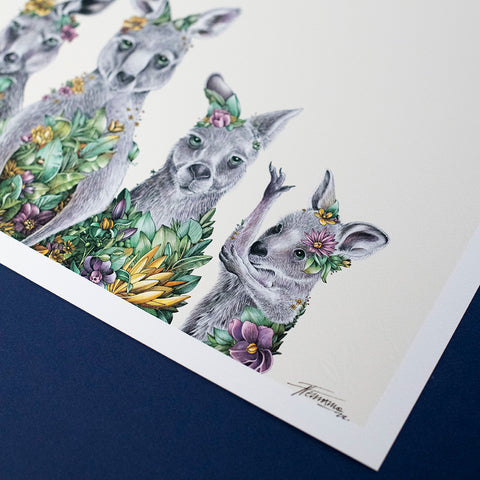 Kangaroo Family - Giclée Print