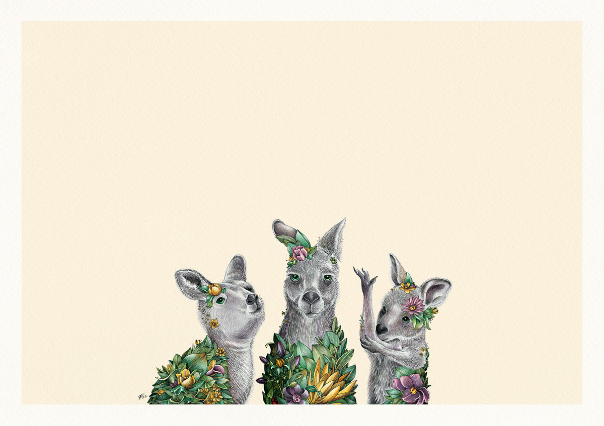 Kangaroo Family - Giclée Print