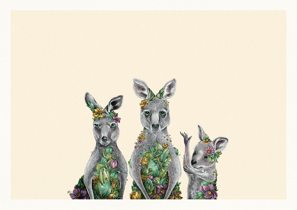 Kangaroo Family - Giclée Print