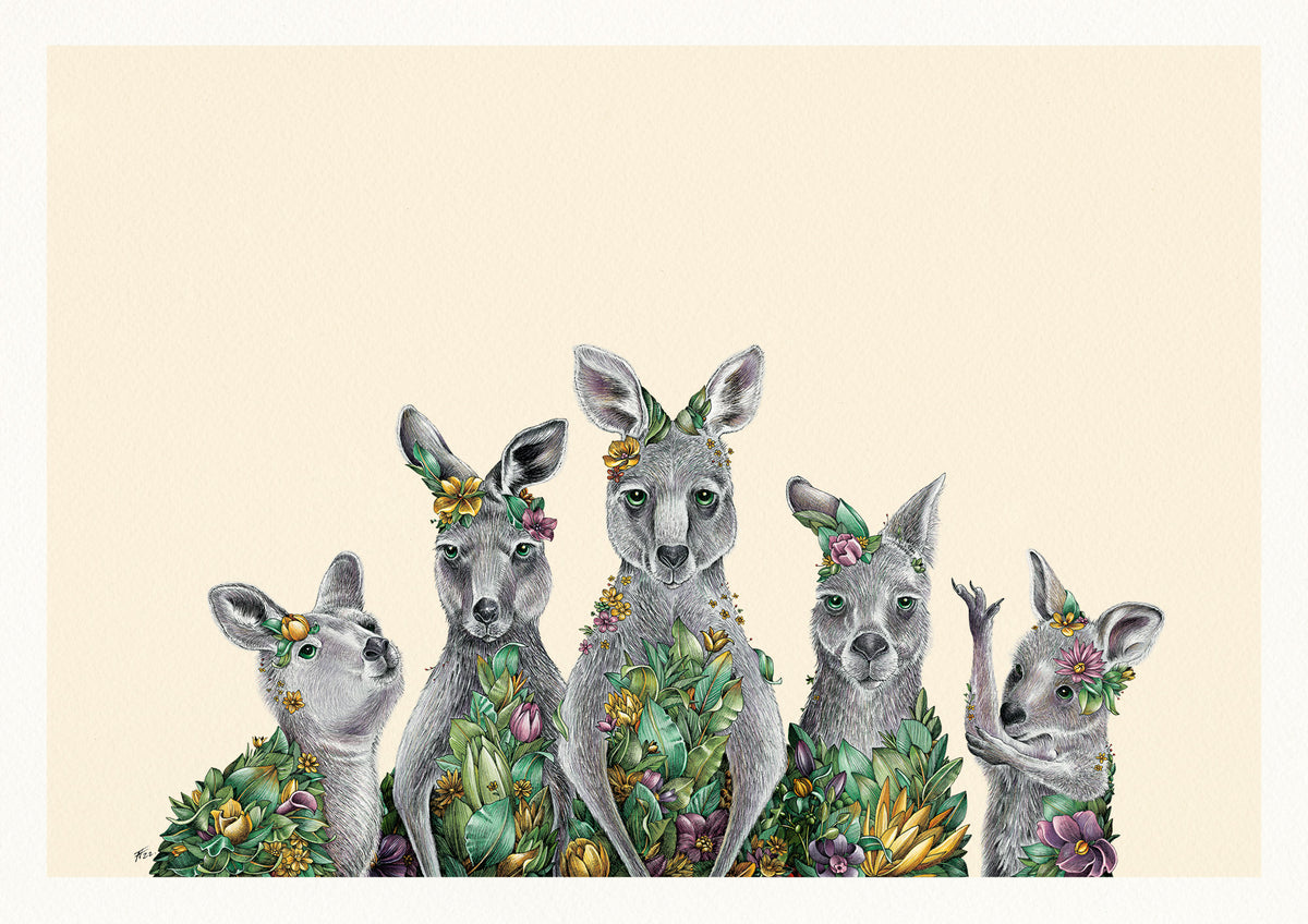 Kangaroo Family - Giclée Print