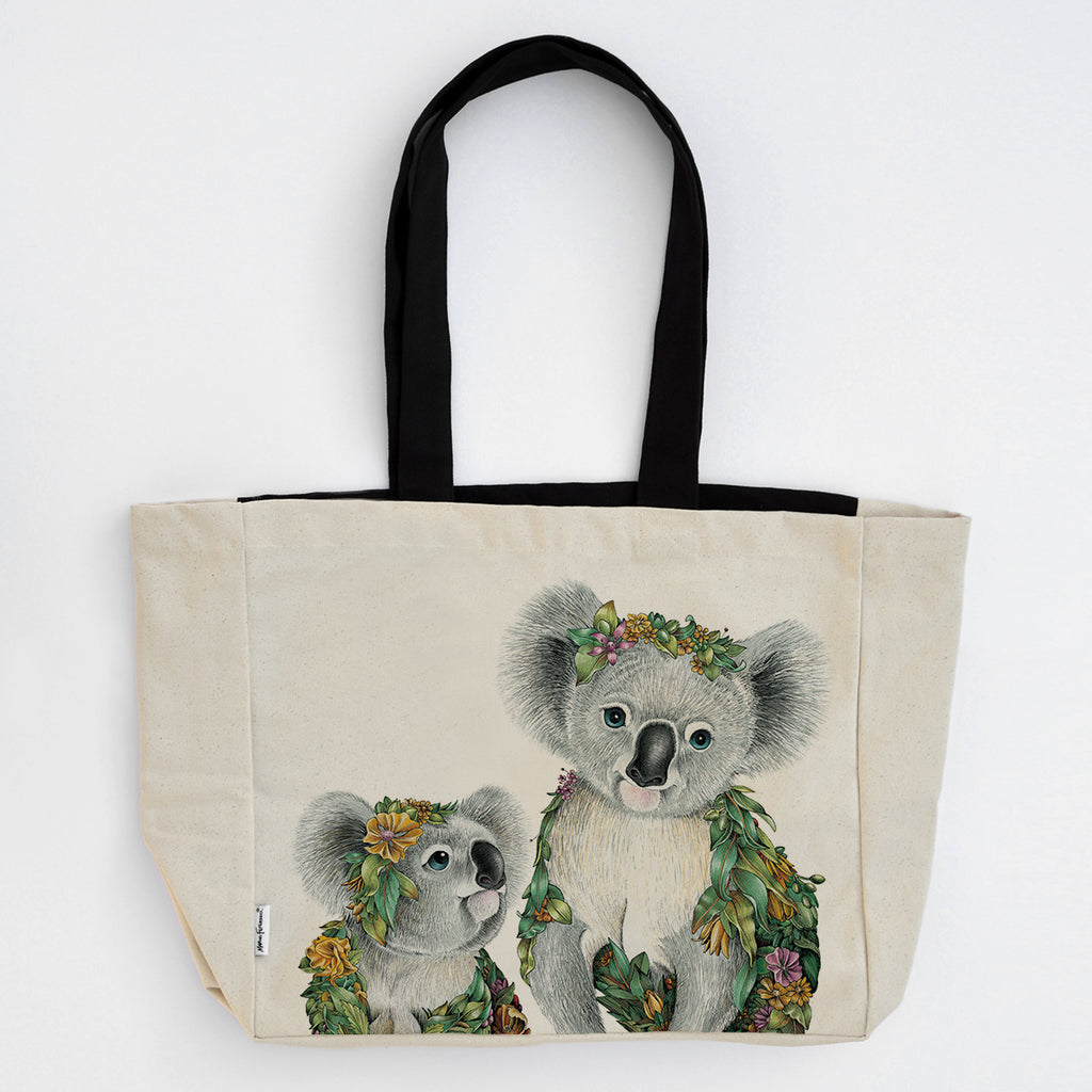 Large Organic Cotton Canvas Tote Bag – Koala Family