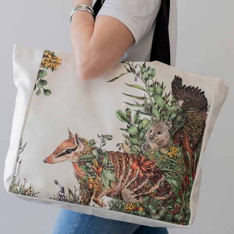 Large Organic Cotton Canvas Tote Bag – Black Cockatoo