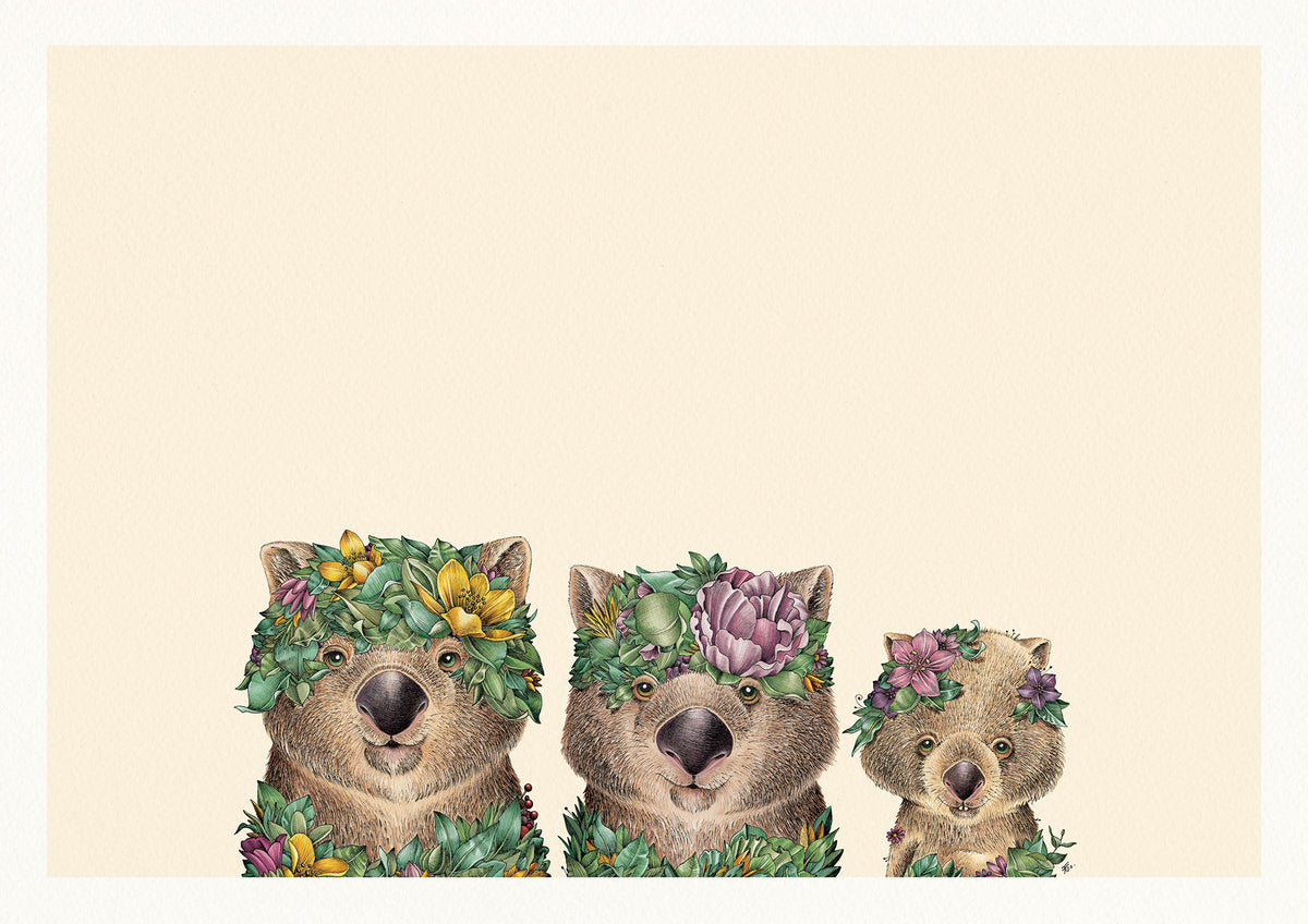 Wombat Family - Giclée Print