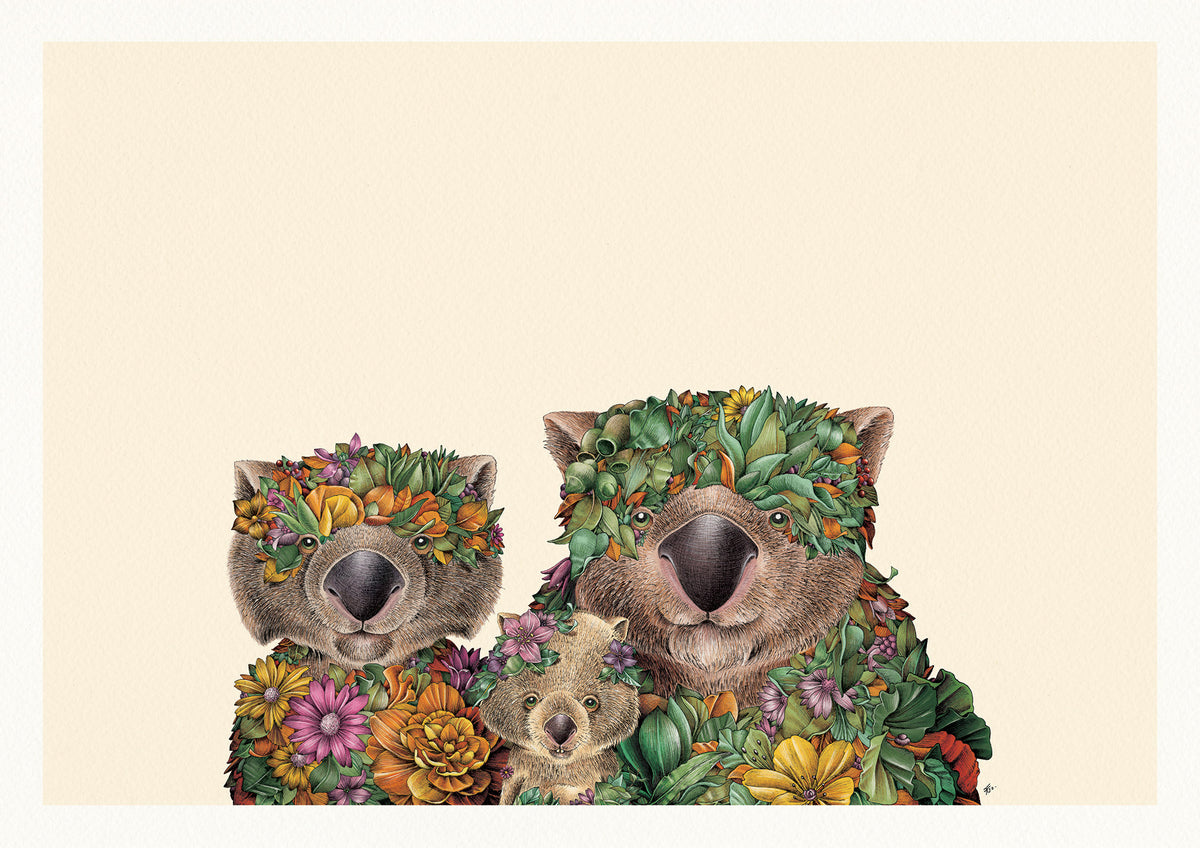 Wombat Family - Giclée Print