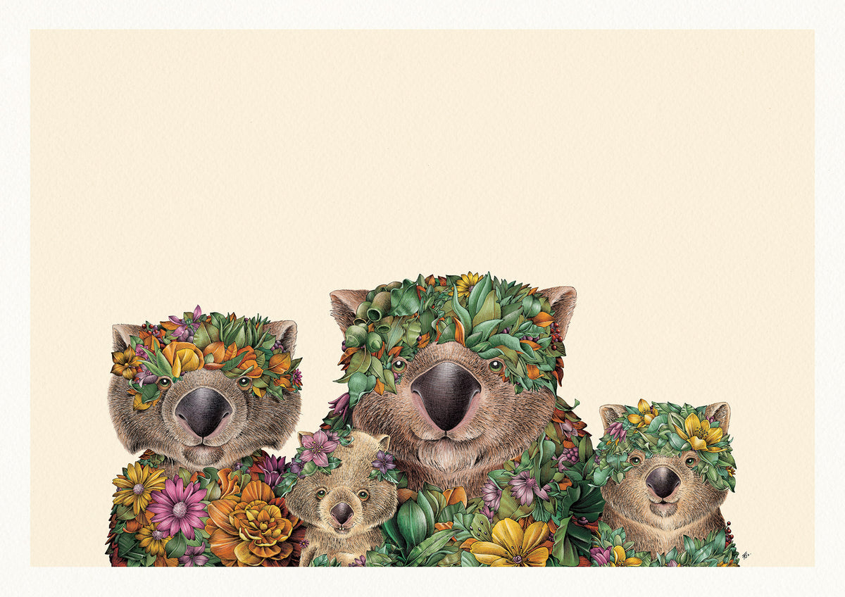 Wombat Family - Giclée Print