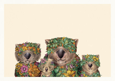 Wombat Family - Giclée Print