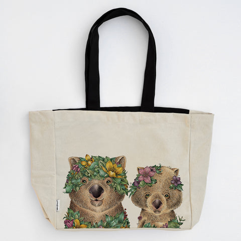Large Organic Cotton Canvas Tote Bag – Wombat Family